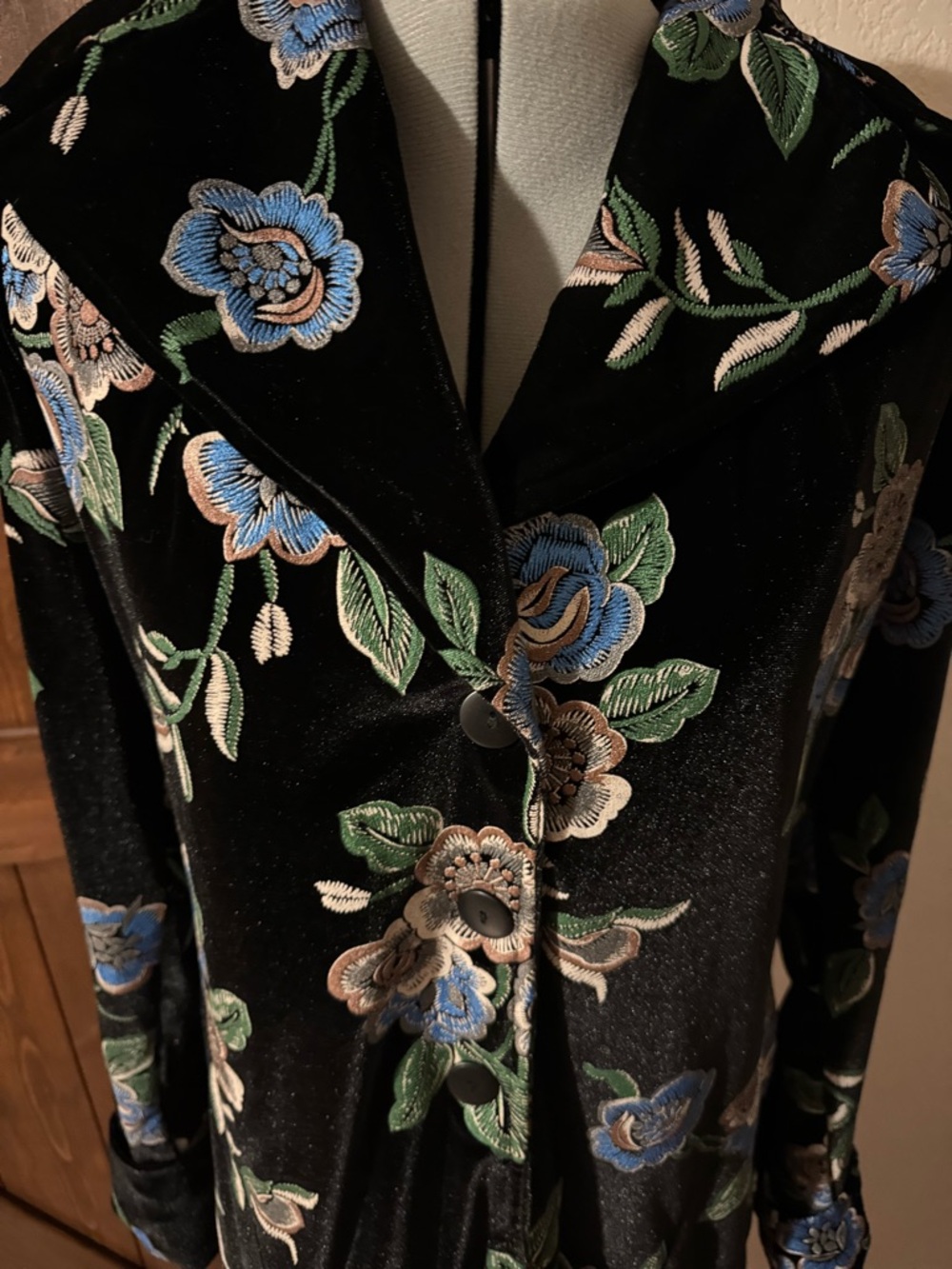 VINTAGE Viviana Gabeiras Velvet Floral Long Line Jacket - Picture 3 of 6